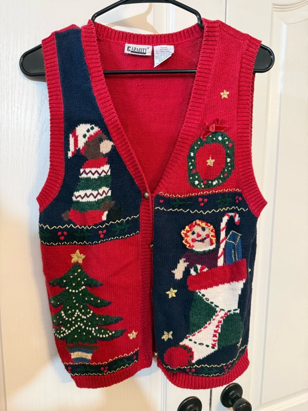Capacity Red & Navy Holiday Knit Vest